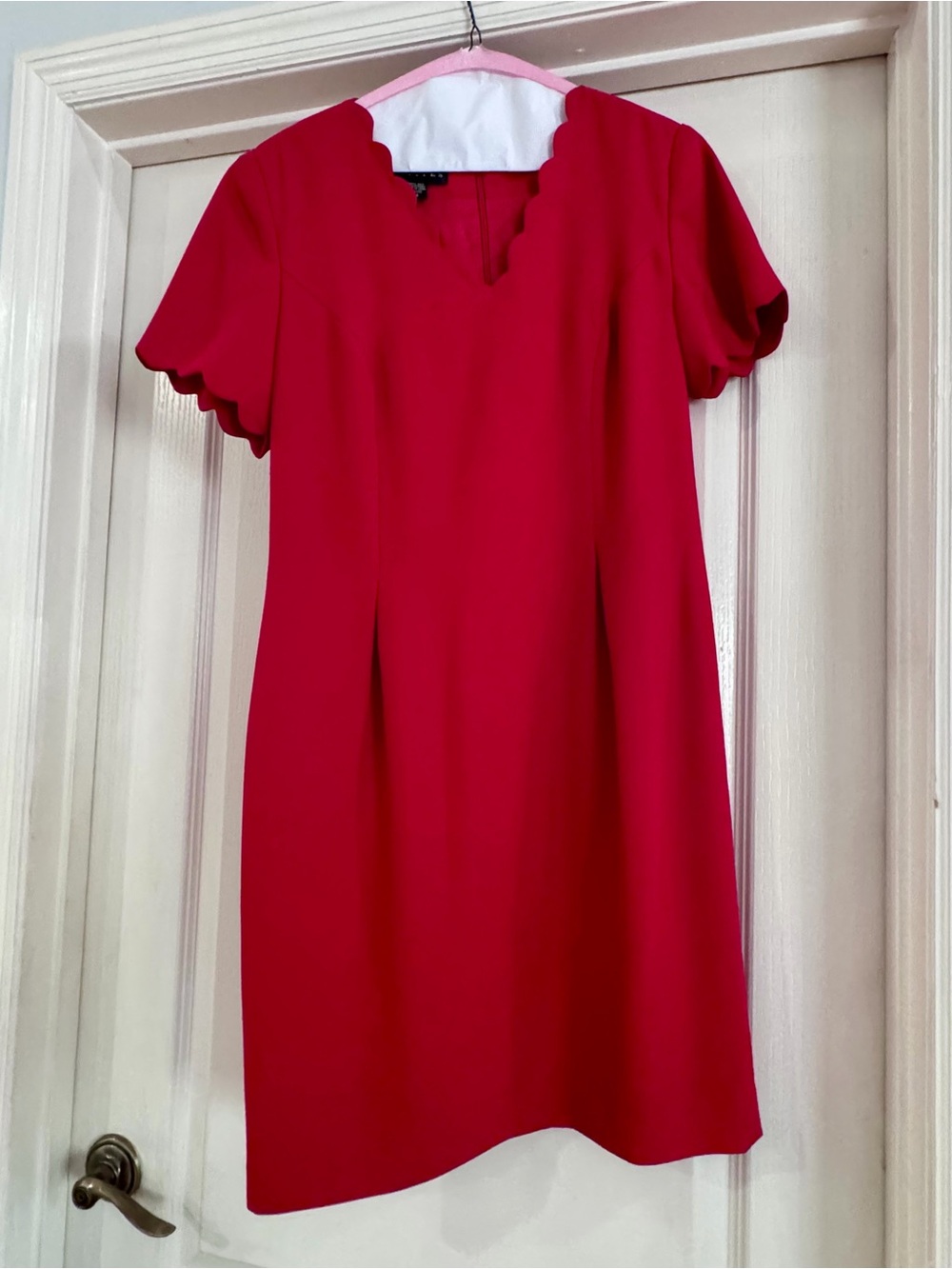 Spenser Jeremy Bright Red Scalloped Sleeve Mini Dress